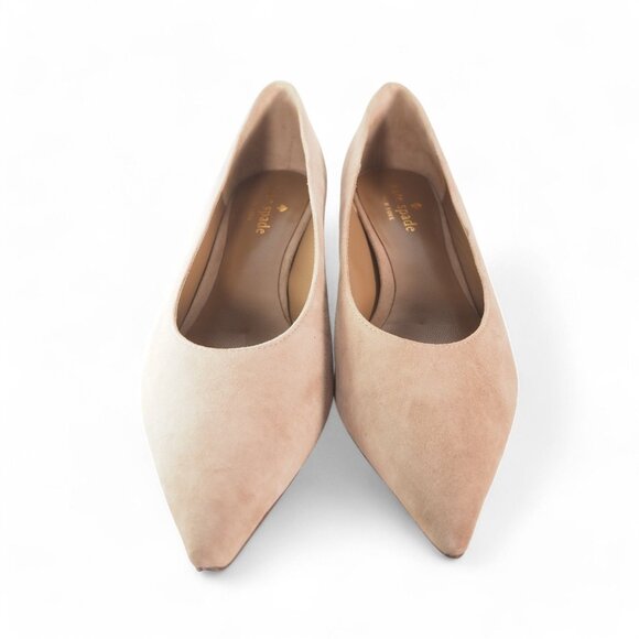 Kate Spade Dale Suede Pointed Toe Low Heel Pumps Cashmere Kid Beige Women's 8M - Picture 3 of 12